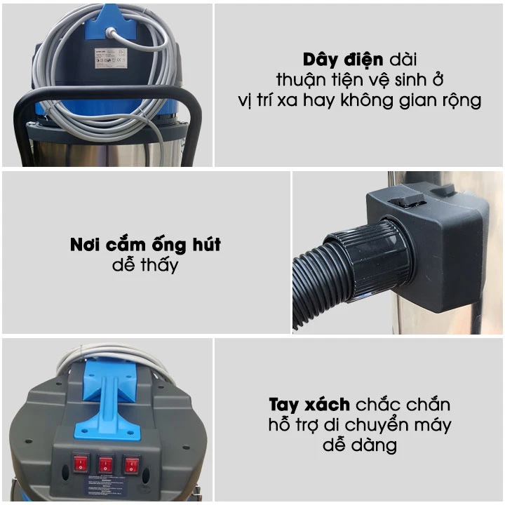 Thiết kế máy hút bụi khô-ướt Palada PD80H hiện đại, chắc chắn