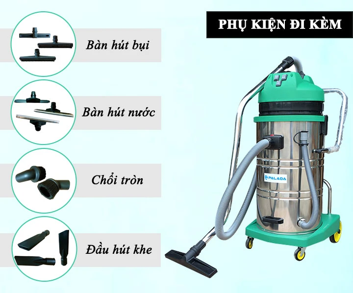 Phụ kiện đi kèm theo máy hút bụi Palada PD 802J-3 đa dạng