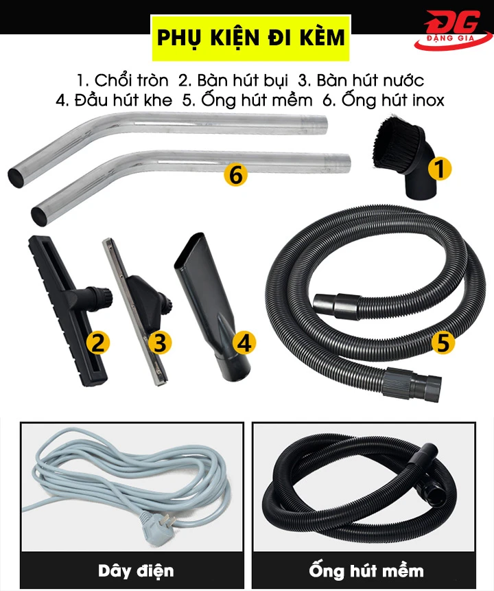 Phụ kiện đi kèm theo máy hút bụi Supper Clean CB80-3