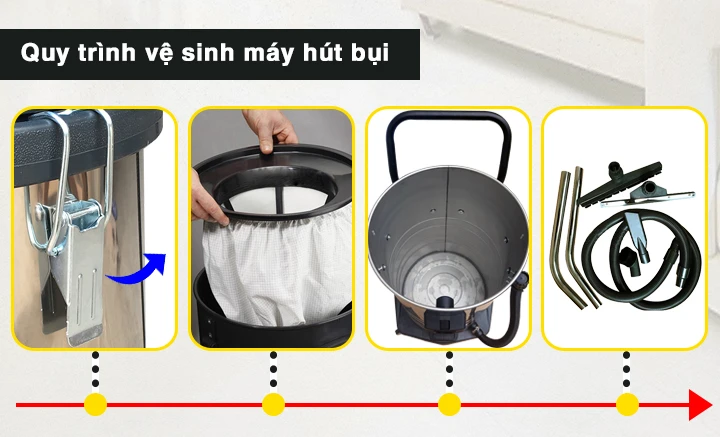 Quy trình vệ sinh máy hút bụi công nghiệp đúng cách