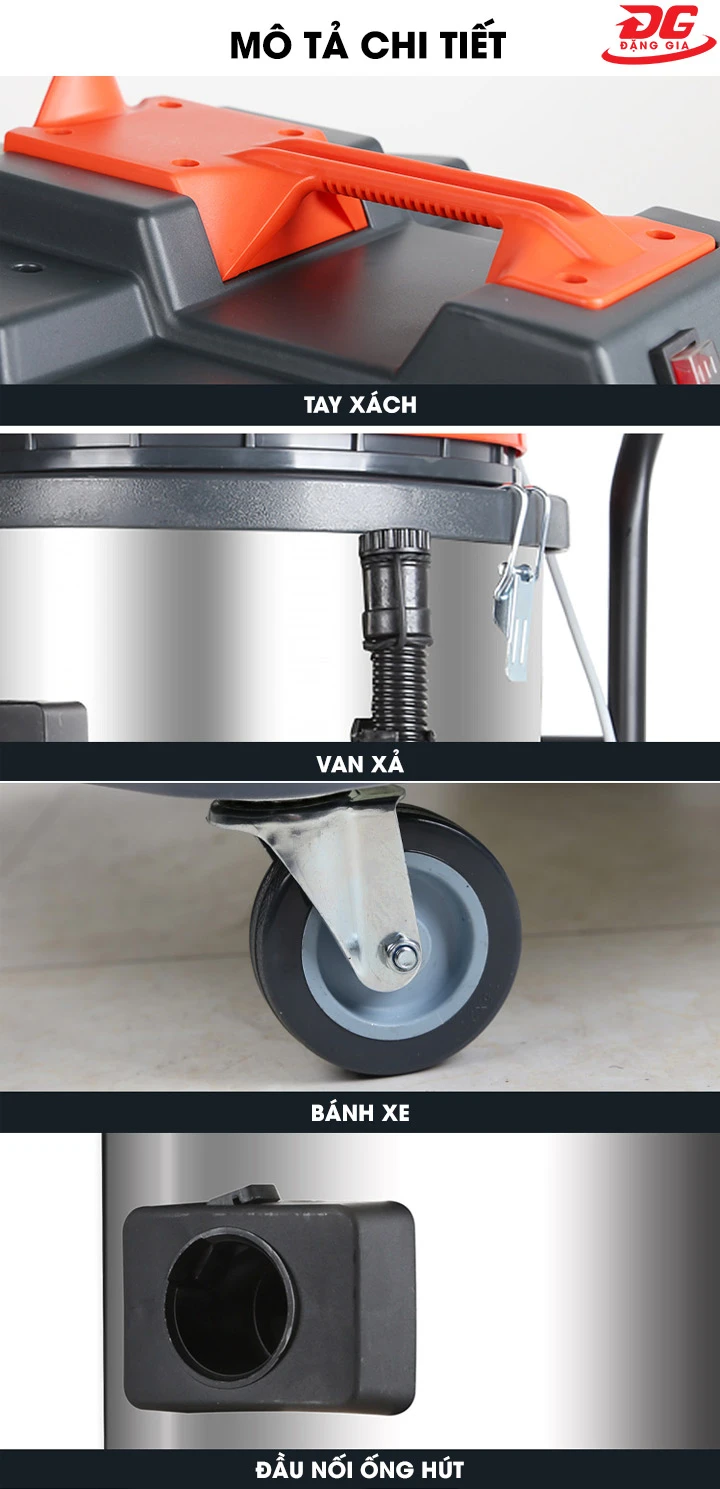 Kết cấu máy hút bụi đơn giản, dễ dàng thao tác và sử dụng