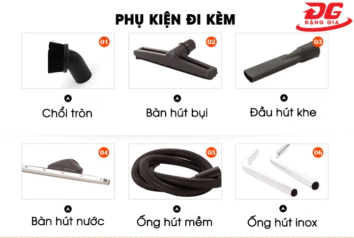Bộ phụ kiện máy hút bụi TopClean TC 60 giúp máy làm sạch triệt để mọi ngóc ngách, những vị trí nhỏ hẹp