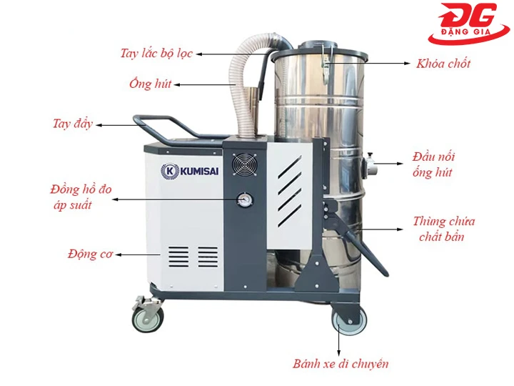 Cấu tạo máy hút bụi công nghiệp Kumisai KMS 400