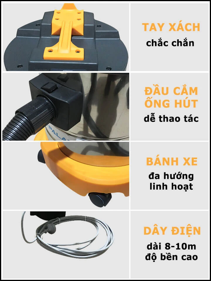 Cấu tạo của máy hút bụi Palada PD30