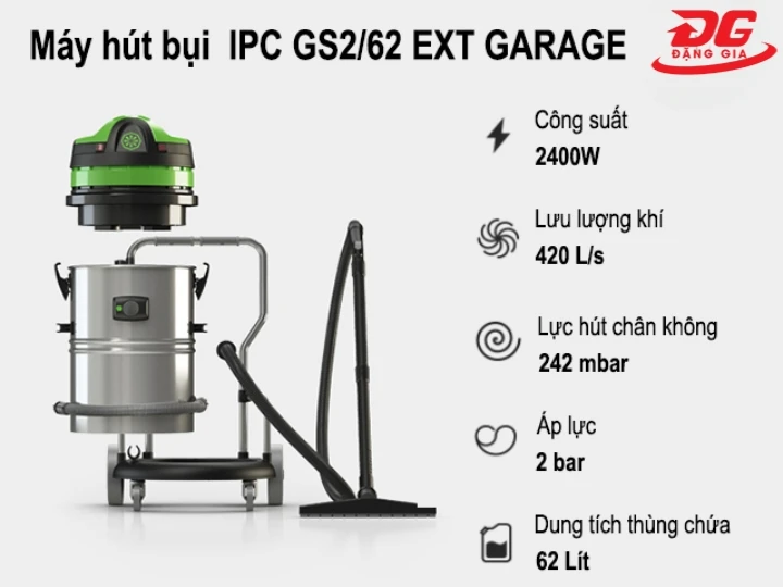 Máy hút bụi giặt thảm IPC GS2/62 EXT GARAGE hút bụi vượt trội