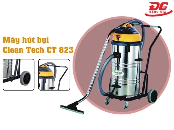 Máy hút bụi công nghiệp Clean Tech CT 823 di chuyển dễ