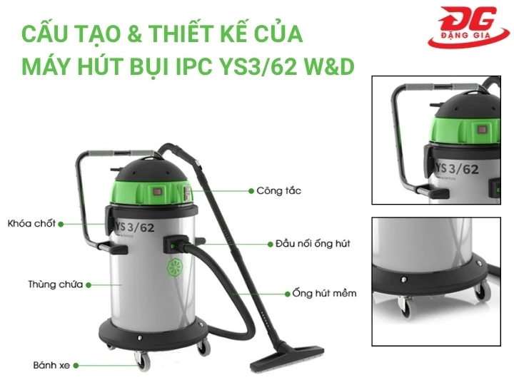 Cấu tạo của máy hút bụi, nước IPC YS3/62 W&D
