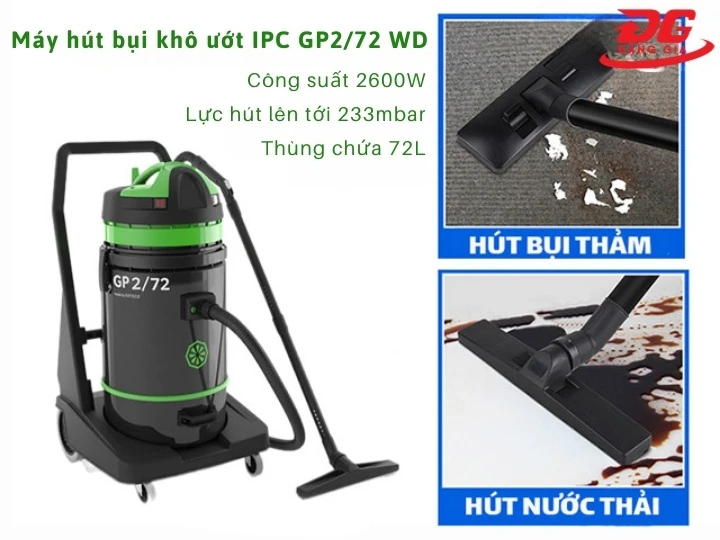 Máy hút bụi khô ướt IPC GP2/72 W&D lực hút khỏe