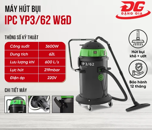Máy hút bụi khô và ướt IPC YP3/62 W&D 2