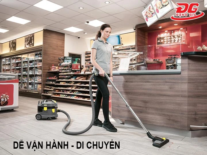 Máy hút bụi công nghiệp dùng pin dễ di chuyển, vận hành