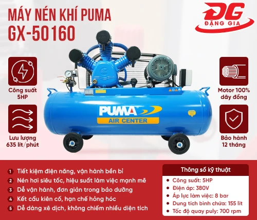 Máy nén khí Puma GX50160-5HP 2