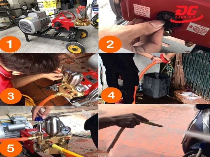 các bước lắp máy rửa xe dây