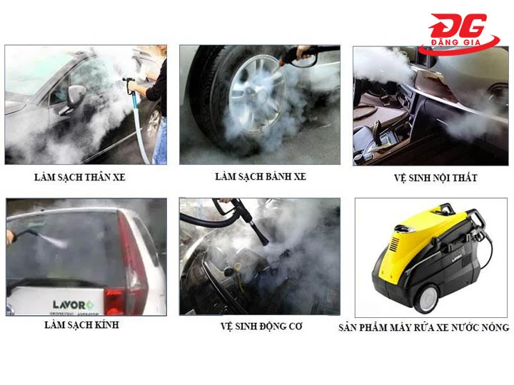 ứng dụng máy rửa xe hơi nước nóng Kumisai KMS1090C