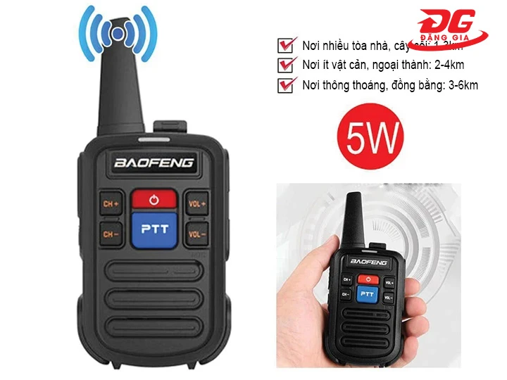 Cự ly liên lạc của bộ đàm Baofeng BF-C50 là bao nhiêu?