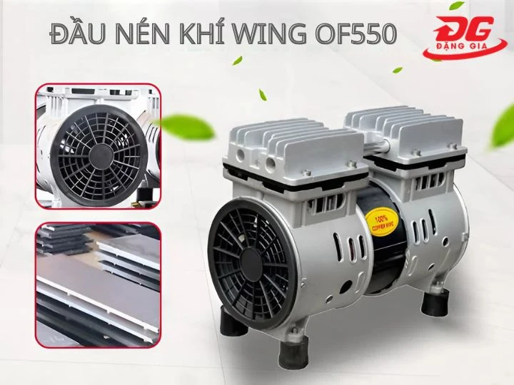 Đầu nén khí không dầu giảm âm Wing OF550 tản nhiệt tốt