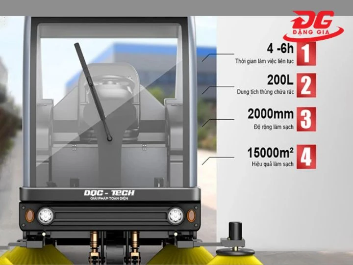 Xe quét rác ngồi lái DQC - Tech 9F hiệu suất làm việc cao