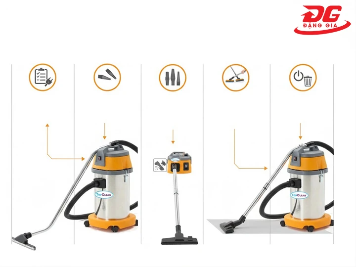 Sử dụng máy hút bụi nhà xưởng TopClean TC 30S