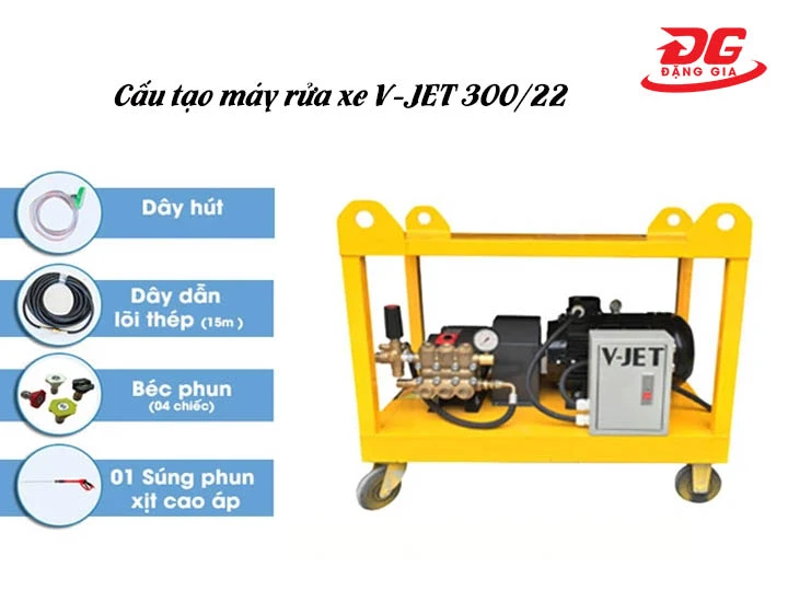 cấu tạo máy xịt rửa xe công nghiệp V-JET 300/22