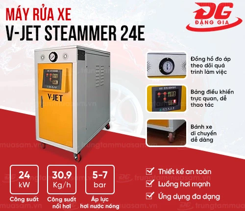Máy rửa xe ô tô nước nóng V-JET Steammer 24E 2