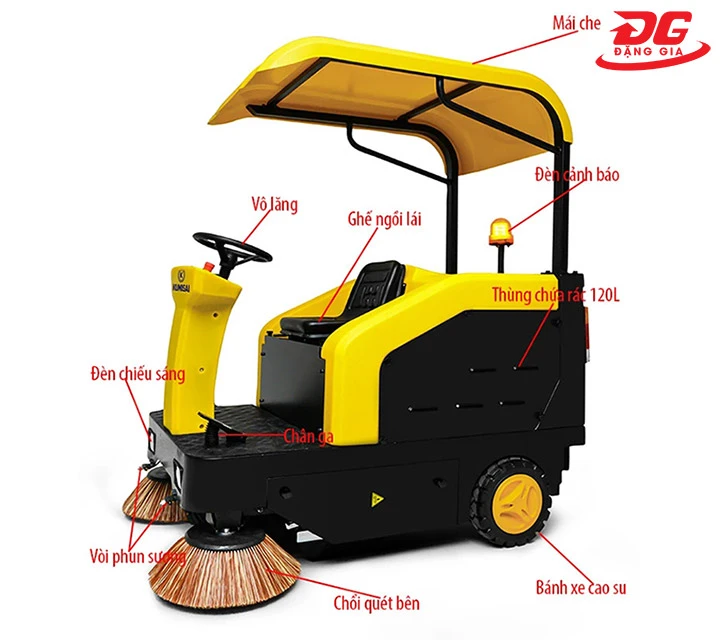 cấu tạo của xe quét rác ngồi lái Kumisai KMS 65