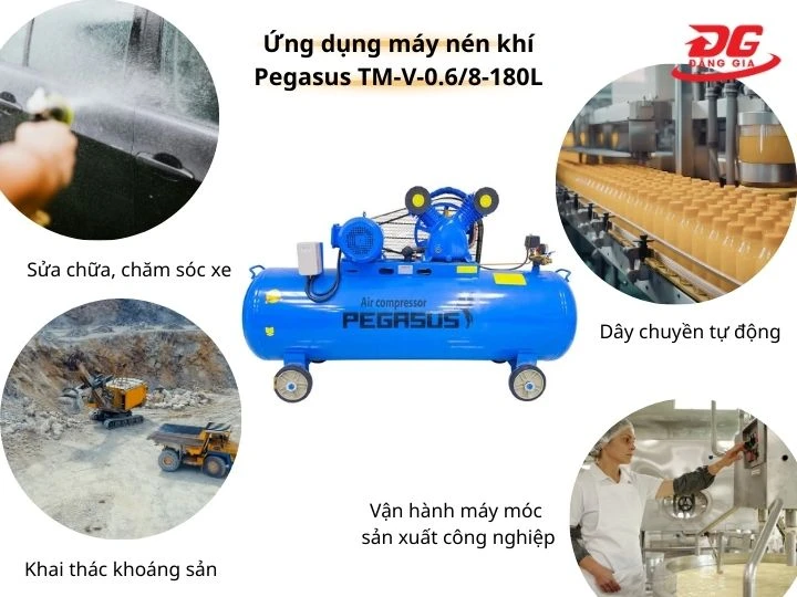 Ứng dụng thực tế của máy nén khí Pegasus TM-V-0.6/8-180L