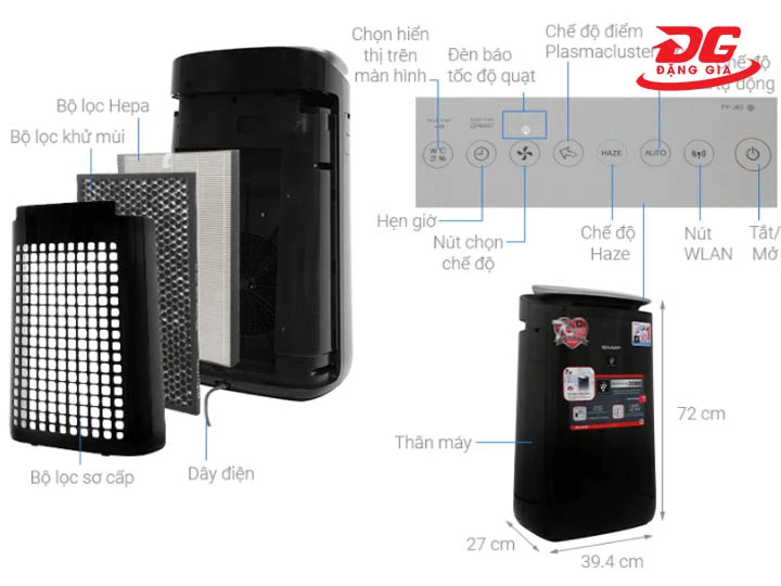 đặc điểm máy lọc không khí Sharp FP-J80EV-H