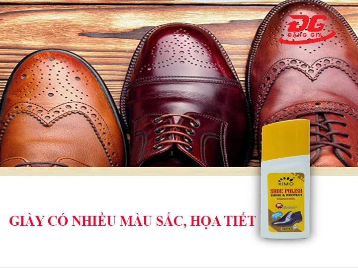 Giày có nhiều màu sắc và họa tiết phức tạp