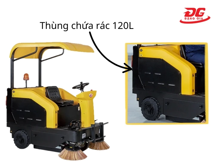 DQC - Tech 120 có thùng chứa rác 120L, cho khả năng lưu trữ lượng lớn rác thải