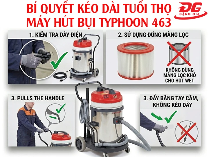 Bí quyết kéo dài tuổi thọ máy hút bụi Typhoon 463
