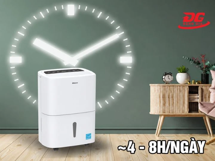 Bật máy hút ẩm từ 4-8 tiếng/ngày