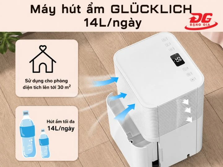 Máy hút ẩm Glucklich với khả năng hút ẩm nhanh
