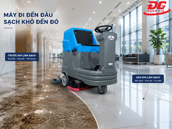 máy đi đến đâu sạch khô đến đó