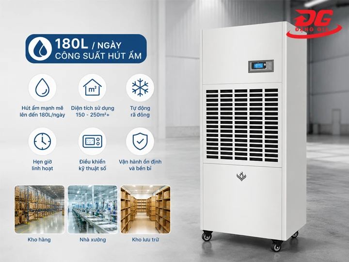 5+ máy hút ẩm 180L đáp ứng tốt không gian rộng, nên dùng