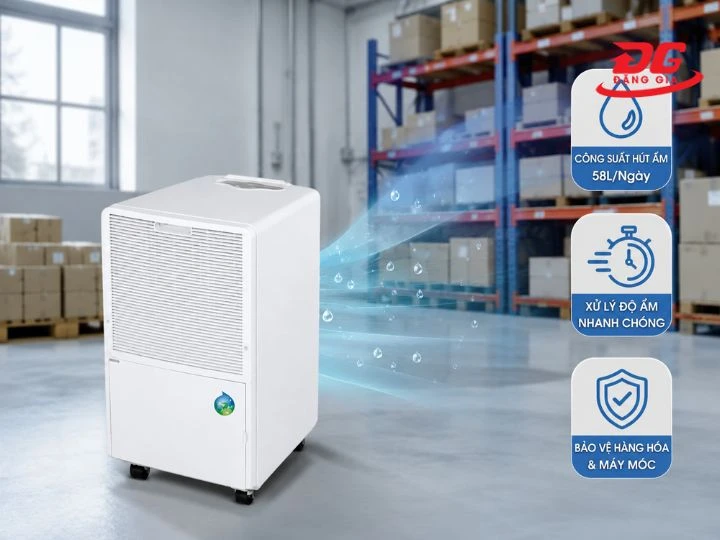 máy hút ẩm FujiE HM-588D có công suất hút ẩm lên đến 58L/ngày 