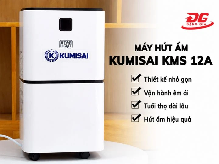 Kumisai KMS 12A với công suất hút ẩm 12 lít/ngày