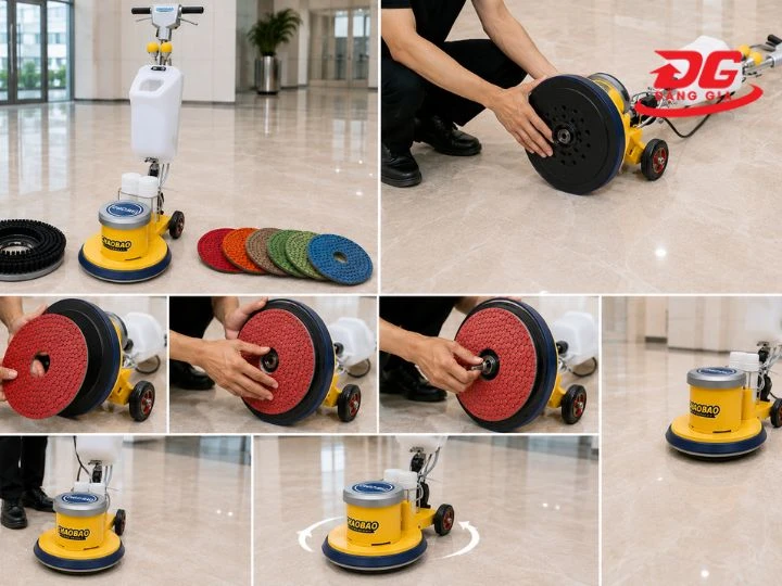 Bước 2: Lắp Bàn Chải Hoặc Pad Đánh Bóng
