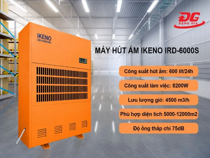 IKENO ID-6000S có khả năng hút ẩm lên tới 600 lít mỗi ngày