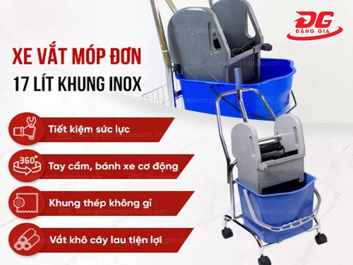 Xe vắt móp đơn 17 lít lau sàn nhà
